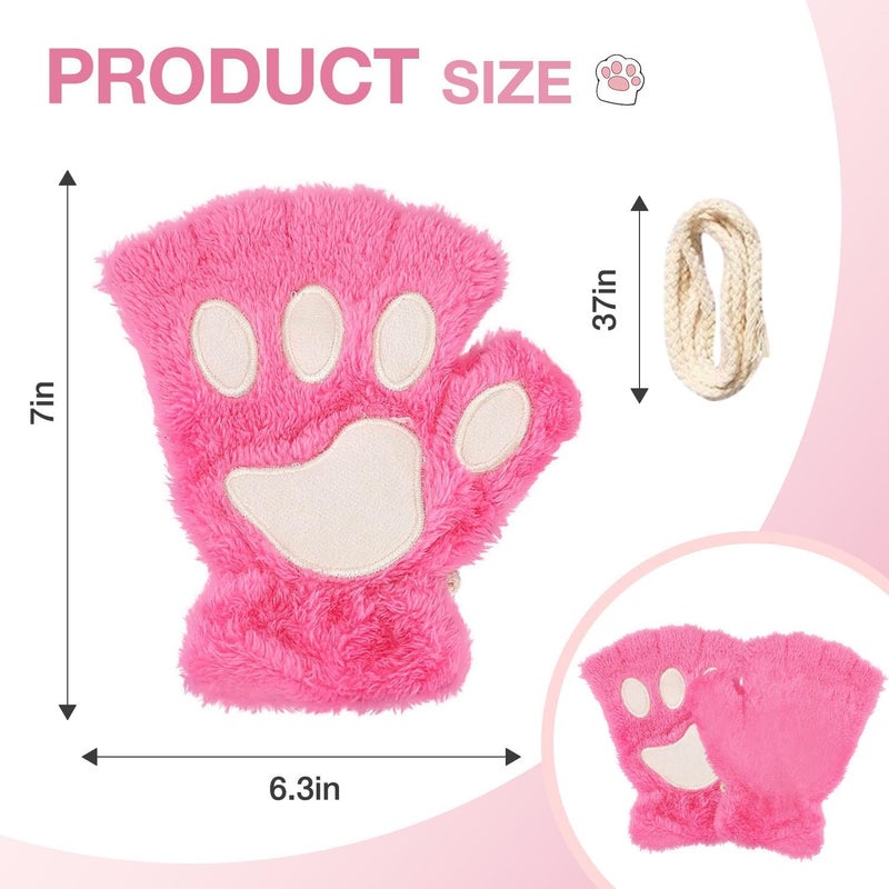 Tiny Chou Cat Paw Gloves for Cosplay Party Halloween Costume Accessories, Winter Fingerless Warm Gloves for Women Girls - Image 2